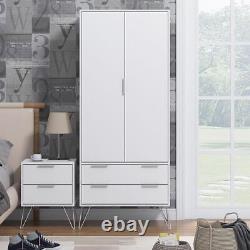 Large Combination Wardrobe Modern Design 2 Door 2 Drawer Bedroom Furniture White