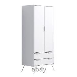 Large Combination Wardrobe Modern Design 2 Door 2 Drawer Bedroom Furniture White