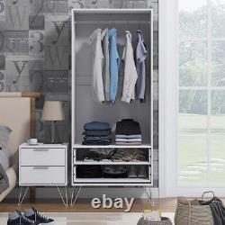 Large Combination Wardrobe Modern Design 2 Door 2 Drawer Bedroom Furniture White