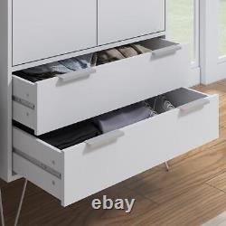 Large Combination Wardrobe Modern Design 2 Door 2 Drawer Bedroom Furniture White