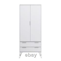 Large Combination Wardrobe Modern Design 2 Door 2 Drawer Bedroom Furniture White