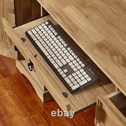 Large Computer Desk Home Office Studying Table Solid Wood 1 Door 3 Drawers