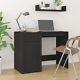 Large Computer Desk With Shelf Door Drawer Black Wooden Home Office Freestanding