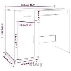 Large Computer Desk With Shelf Door Drawer Black Wooden Home Office Freestanding