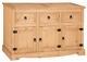 Large Corona 3-Door 3-Drawer Sideboard, Antique Waxed Pine, Cabinet Storage