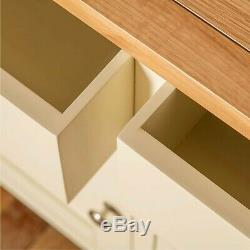 Large Cream Sideboard Oak Top 3 Drawers 3 Doors Farrow Solid Wood Furniture