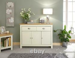 Large Cream Sideboard Storage Unit 2 Drawer 3 Door Oak Finish Top Seconds