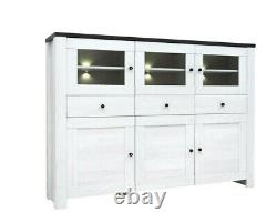 Large Display Sideboard 178cm LEDs Glass Cabinet 3 Drawer 6 Door White Antwerpen