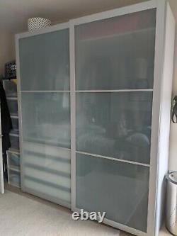 Large Double IKEA PAX Metal/Glass Sliding Door Wardrobe wt Drawers & Shelves