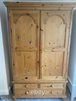 Large Double Pine Wardrobe Rustic Country Style With Locking Key