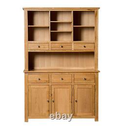 Large Dresser, Sideboard with Top, Display Cabinet, Solid Oak Wood Wide Cupboard