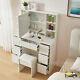 Large Dressing Table With Hollywood Mirror 7 Drawers Storage Vanity Makeup Desk