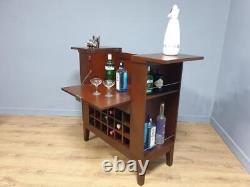 Large Drinks Cabinet Cocktail Bar 18 Bottle Wine Rack Serving Table Home Bar