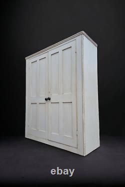 Large English Victorian antique pine painted housekeepers hall cupboard