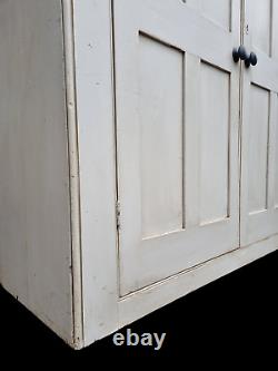 Large English Victorian antique pine painted housekeepers hall cupboard