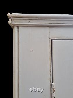 Large English Victorian antique pine painted housekeepers hall cupboard