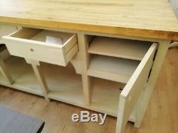 Large Freestanding Kitchen Island with doors, drawers, shelfs and seating insert