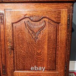 Large French Dark Oak Louis XV 2 Door 4 Drawer Moulded Edge Sideboard B06-25