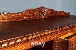 Large French Dark Oak Louis XV 2 Door 4 Drawer Moulded Edge Sideboard B06-25