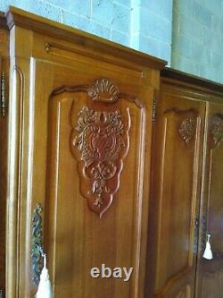 Large French Louis xv carved 5 door armoire, shelves, drawers wardrobe, flat pack