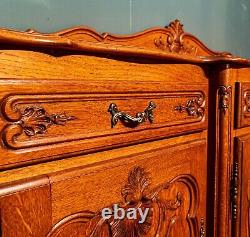 Large French Oak Louis XV 4 Door/Drawer Breakfront Sideboard CONSB78