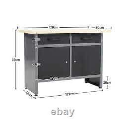 Large Garage 2 Drawers 2 Doors Workbench Cabinet Workshop Tool Storage Cupboard