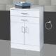 Large Gloss White Bathroom Cabinet Soft Close Double Door drawer shelves storage