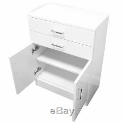 Large Gloss White Bathroom Cabinet Soft Close Double Door drawer shelves storage