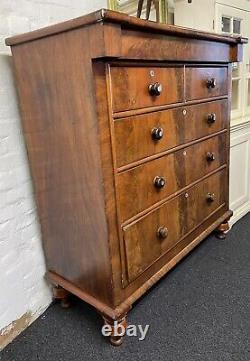 Large Handsome Victorian Mahogany & Veneer Chest Of Drawers