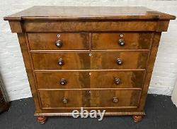 Large Handsome Victorian Mahogany & Veneer Chest Of Drawers