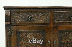 Large Heavily Carved Sideboard 4 Drawers 4 Cupboard Doors FREE UK Delivery