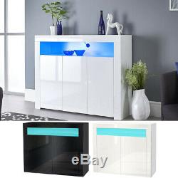 Large High Gloss Sideboard Cabinet Cupboard Buffet Drawers 2/3 Doors + LED Light