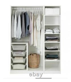 Large IKEA PAX 3-Door Wardrobe White 120Wx60Dx201Hcm with rail, drawers, shelves