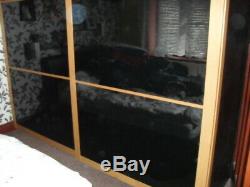 Large Ikea Pax Black Glass Sliding Door Wardrobe With Drawers & Rails VGC