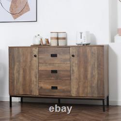 Large Industrial Sideboard Storage Cabinet Cupboard Drawers Distressed Brown NEW