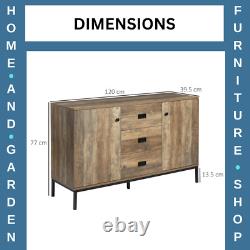 Large Industrial Sideboard Storage Cabinet Vintage Cupboard Drawers Metal Legs