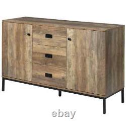 Large Industrial Sideboard Storage Cabinet Vintage Cupboard Drawers Metal Legs
