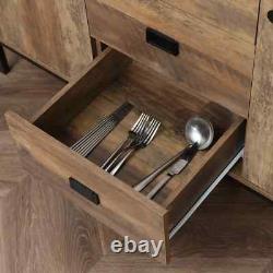 Large Industrial Sideboard Storage Cabinet Vintage Cupboard Drawers Metal Legs