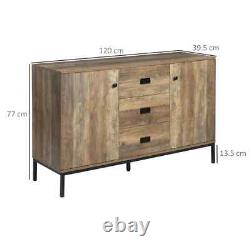 Large Industrial Sideboard Storage Cabinet Vintage Cupboard Drawers Metal Legs