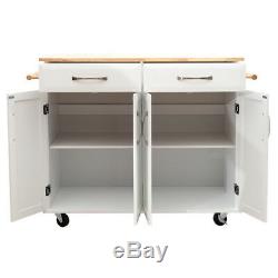 Large Kitchen Island Trolley Cart on Wheels with Cupboard Drawer Storage Table