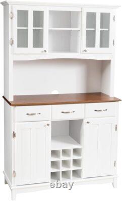 Large Kitchen Storage Cabinet Sideboard with Glass Doors & Wine Rack