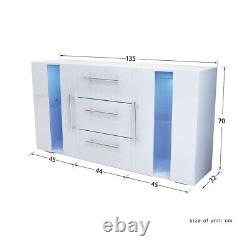 Large MDF Sideboard High Gloss 2 Doors & 3 Drawers TV Stand RGB LED Cabinet Unit