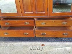 Large Mahogany Mirrored 2-Door Wardrobe with Drawers (Victorian or Edwardian)