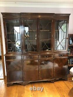 Large Mahogany Veneer Wood display cabinet, glass doors 4 Drawers &Cupboards