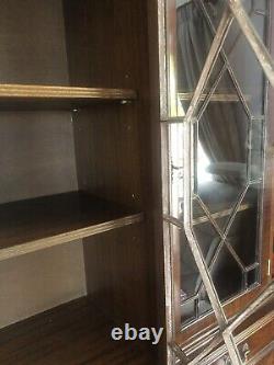 Large Mahogany Veneer Wood display cabinet, glass doors 4 Drawers &Cupboards
