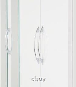 Large Mirrored Wardrobes White Gloss Finish with Hanging Rail, Nevada 6 Door