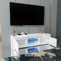 Large Modern TV Unit Cabinet Stand Wood High Gloss Doors with LED Lights Drawers