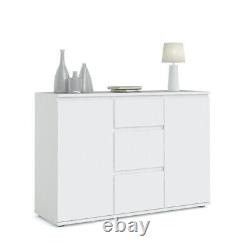 Large Modern White 2 Door 3 Drawer Sideboard Sleek Home Storage Furniture