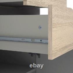 Large Modern White/ Light Oak 2 Door 3 Drawer Sideboard Sleek Home Storage