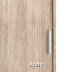 Large Modern Wooden Oak Wardrobe Sliding Door 3 Drawers Hanging Clothes Rail
